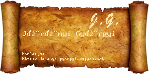 Járányi Györgyi névjegykártya